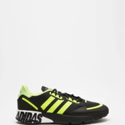 Coupon 👍 Adidas Originals ZX 1K Boost Sneakers - Men's Core Black, Solar Yellow & Matte Silver ⭐