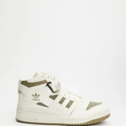 Outlet 🔔 Adidas Originals Forum Mid ❤️ Shoes - Unisex - THE ICONIC Exclusive Off White, Footwear White & Orb Green ✔️