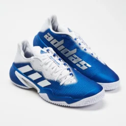 Best Sale 😉 Adidas Performance BARRICADE TENNIS 🌟 SHOES – Men’s White & Silver Metallic ✔️