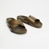 New ⌛ AERE Brunswick Leather Slides Khaki 👍