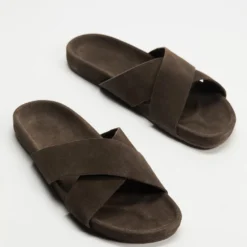 Best Sale 🛒 AERE Brunswick Suede Slides Brown ⌛