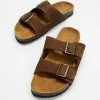 Promo ✔️ AERE Two Strap Buckle Leather Sandals Tan ⌛