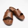 Outlet ⌛ AERE Brunswick Leather Slides Brown 👏