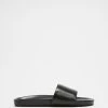 Buy 👏 AERE Leather Slides Black ✔️