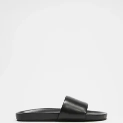 Buy 👏 AERE Leather Slides Black ✔️