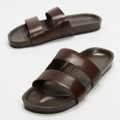 Discount 🧨 AERE Mojave Leather Slides Brown 🛒
