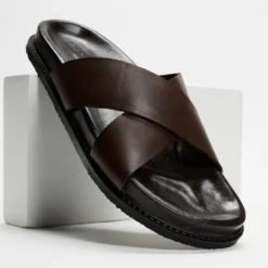 Promo ⭐ AERE Crossover Leather Slides Brown ✨ -Mens Shoes Shop http3A2F2Fstatic.theiconic.com .au2Fp2Faere 9428 8956821 3