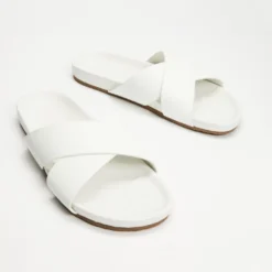 Best reviews of 🎉 AERE Brunswick Leather Slides White ⭐