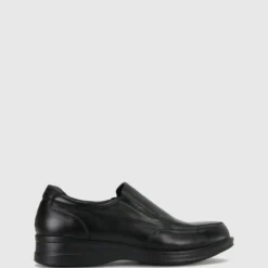 New 🌟 Airflex Wallace Classic Leather Slip Ons Black 🔥