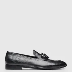 Hot Sale ❤️ Aquila Alberto Loafers Croc. Black ⭐