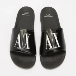 Promo 🛒 Armani Exchange AX Logo Pool Slides Black 🛒