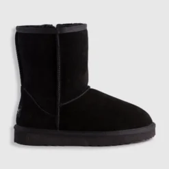 Flash Sale ⭐ AusWooli Ugg Boots Bronte Mid Calf Zip-Up Sheepskin Boot Black 🎉