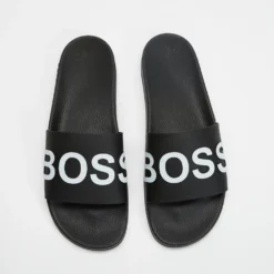 Discount 🛒 BOSS Bay Slides Black ✔️