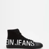 Deals 🔔 Calvin Klein Jeans Vulcanized Logo Mid Sneaker - Men's Triple Black 🎉