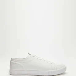 Discount ✨ Calvin Klein ✨ Jeans Essential Vulcanised Lac Up Sneakers - Men's Triple White ❤️