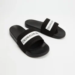 Flash Sale 👍 Calvin Klein Jeans Tape Institutional Slides - Men's Black 🎁