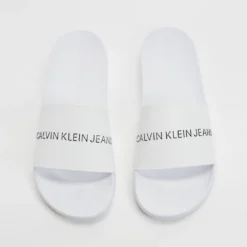 Hot Sale ✔️ Calvin Klein ❤️ Jeans CK Institutional Slides - Men's Bright White ✔️
