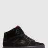 Outlet 😀 DC Shoes Mens Pure Hi Top Leather Hi Top 🔔 Shoe BLACK/RED/WHITE ⌛