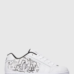 Deals ✔️ DC 🎉 Shoes Mens Basq Net Shoe WHITE/BLACK PRINT 🤩