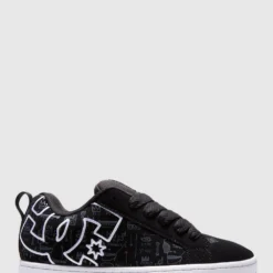 Hot Sale ✨ DC 👏 Shoes Mens Basq Court Graffik Shoe BLACK PRINT 💯