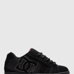 Budget 😍 DC Shoes Mens Net Leather Shoe BLACK/BLACK/RED 😍