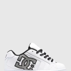 Flash Sale ⌛ DC 🔥 Shoes Mens Net Leather Shoe WHITE/WHITE/BATTLESHIP ❤️
