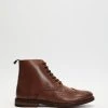 Discount 🎁 Double Oak Mills Leather Brogue Boots Brown 🤩