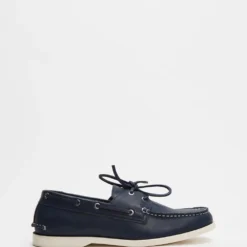 Promo 🤩 Double Oak Mills Harbourside Leather Deck 🌟 Shoes Navy ⌛
