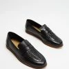 Discount 🎁 Double Oak Mills Top Woven Leather Loafers Black 🥰