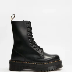Budget 🔥 Dr Martens Jadon Hi 10-Eye Boots - Unisex Black Polished Smooth ✔️