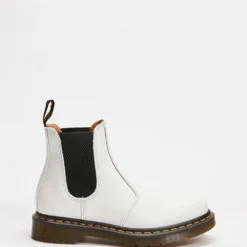 Coupon ❤️ Dr Martens 2976 Yellow Stitch Chelsea Boots - Unisex White Smooth 🔔