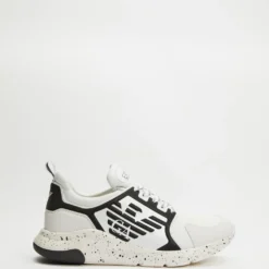 Deals 🔔 Emporio Armani EA7 Speckle Sole Performance Sneakers Optic White, Iron & Silver 🥰