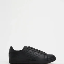 Coupon 🔔 Emporio Armani EA7 Embossed Logo Lace Up Sneakers Triple Black ⌛
