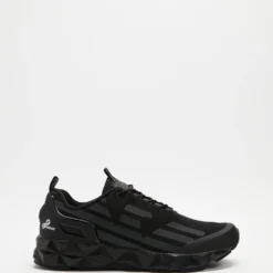 Cheap ⌛ Emporio Armani EA7 Striped Logo Sneakers - Men's Black & Iron Gate 🥰