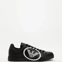 Deals ❤️ Emporio Armani Stamp Logo Sneakers - Men's Black & Black ⭐