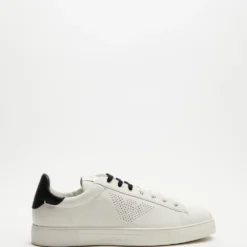 Top 10 ⌛ Emporio Armani Perforated Logo Sneakers - Men's Off White & Black 🧨