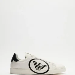 Best Pirce 🧨 Emporio Armani Logo Court Sneakers - Men's Off White & Navy ❤️