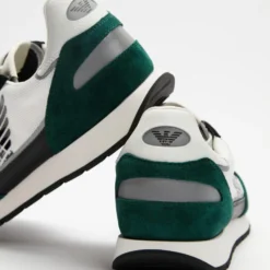 Brand new ✔️ Emporio Armani Retro Logo Runners - Men's Green, Black & Off White ❤️