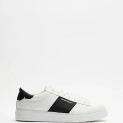Cheap ✔️ Emporio Armani Panel Logo Sneakers - Men's White & Black 🧨