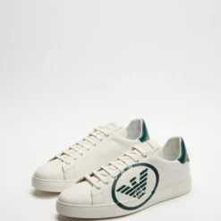 Hot Sale 🌟 Emporio Armani Logo Court Sneakers - Men's Off White & Green ⭐ -Mens Shoes Shop http3A2F2Fstatic.theiconic.com .au2Fp2Femporio armani 7775 1847051 3