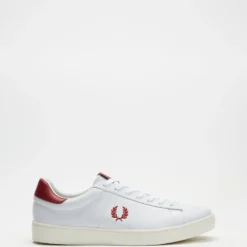 Flash Sale ⭐ Fred Perry Spencer Leather White & Burnt Red 😉