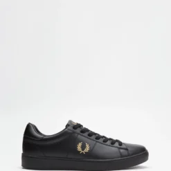 New ❤️ Fred Perry Spencer Leather Black & Metallic Gold ✨