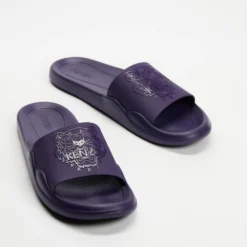 Best deal ❤️ Kenzo Tiger Head Pool Mules - Men's Aubergine ⭐