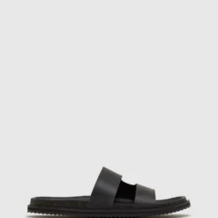 Hot Sale ⭐ Oxford Xander Leathr Slides Black ✔️