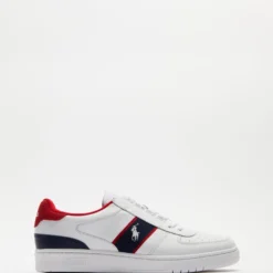 Deals ❤️ Polo Ralph Lauren Low Top Court Sneakers White, Navy & Red 😀