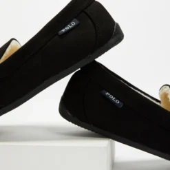 Hot Sale 💯 Polo Ralph Lauren Declan Slippers - THE ICONIC Exclusive Black Microsuede, Faux Shearling & Cream ❤️ -Mens Shoes Shop http3A2F2Fstatic.theiconic.com .au2Fp2Fpolo ralph lauren 3677 0428131 4