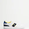 Hot Sale 🎁 Polo Ralph Lauren Court Low Top Lace Sneakers White, Navy & Royal Yellow 😍