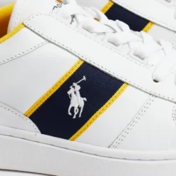 Hot Sale 🎁 Polo Ralph Lauren Court Low Top Lace Sneakers White, Navy & Royal Yellow 😍 -Mens Shoes Shop http3A2F2Fstatic.theiconic.com .au2Fp2Fpolo ralph lauren 5205 6138131 4