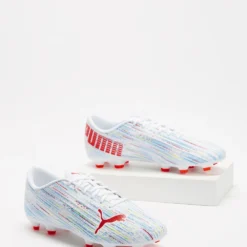 Coupon ✨ Puma Ultra 4.2 FG/AG Boots - Men's Puma White, Red Blast & Energy Blue ❤️