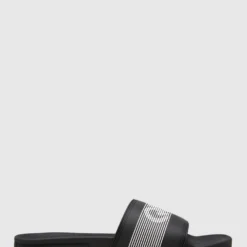 Hot Sale ✨ Quiksilver Mens Rivi Wordmark Slides BLACK/WHITE/BLACK 🛒